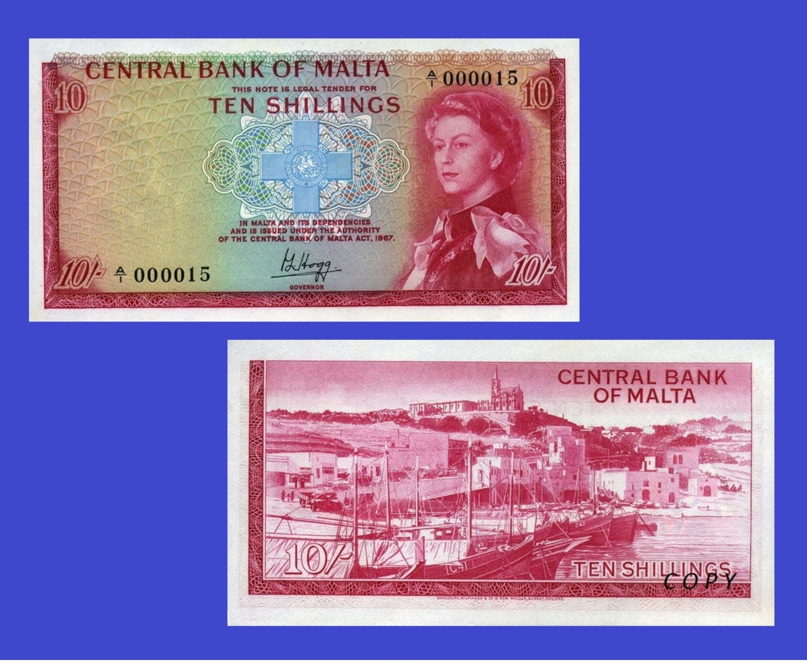 Malta  10 Shillings 1967  - Copy - Copy- Replica - REPRODUCTIONS - Malte