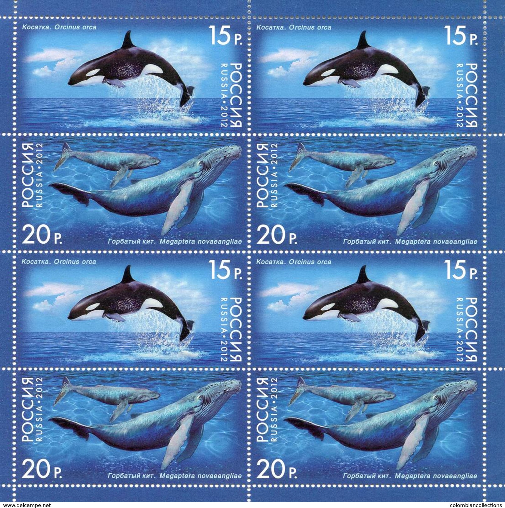 Lote 1788-9P, 2012, Rusia, Russia, Pliego, Sheet, Marine Life, Whale, Orca, Fauna - FDC