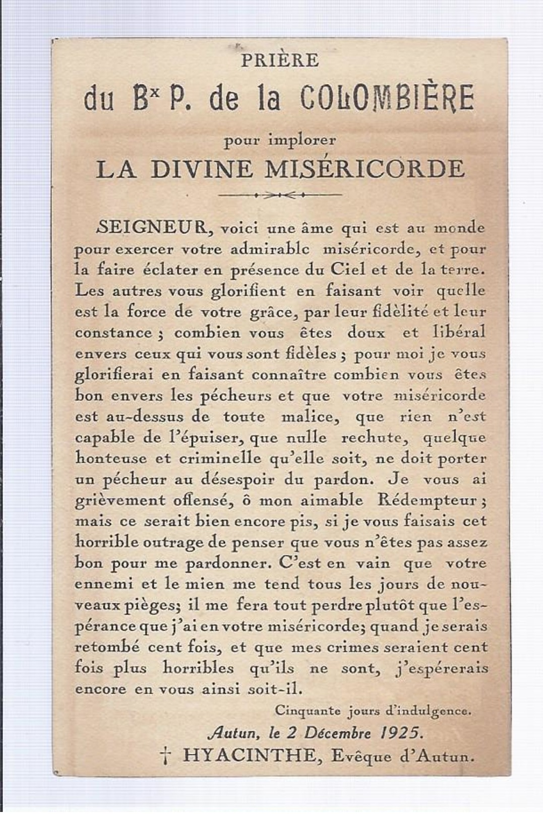 AUTUN 1925 HYACINTHE BONAMY POITIERS LE BX PERE CLAUDE DE LA COLOMBIERE CIE DE JESUS DIRECTEUR DE SAINTE MARGUERITE ... - Images Religieuses