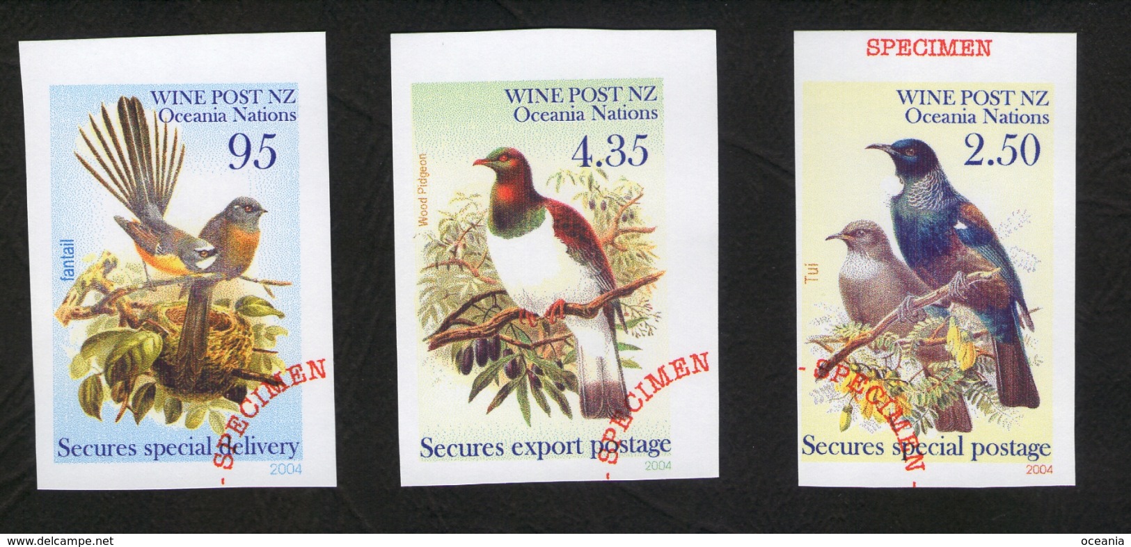 New Zealand Wine Post Inperf Birds Specimen Overprints. - Other & Unclassified