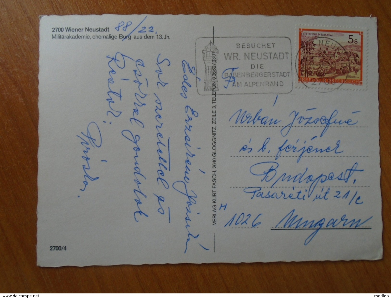 D150361  Austria   -Wiener Neustadt  Militärakademie -handstamp Besuchet WR.Neustadt Die Babenbergerstadt Am Alpenrand - Wiener Neustadt