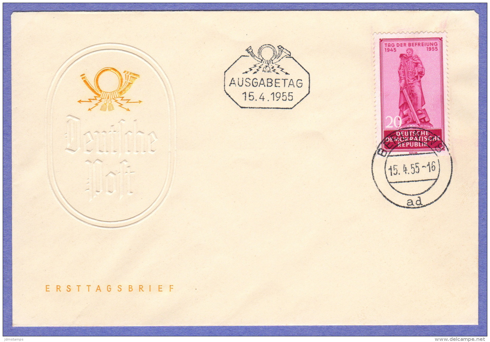 DDR SC #238 1955 Russian War Memorial FDC 04-15-1955 - Other & Unclassified