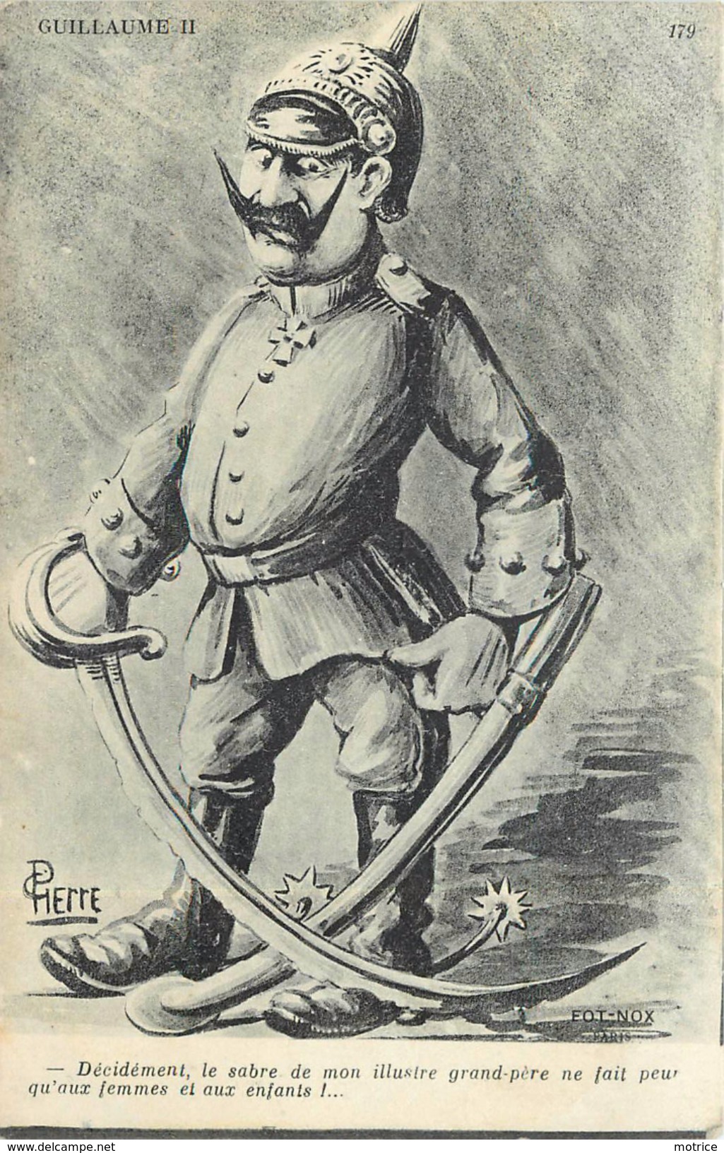 GUERRE 1914/18 - Guillaume II,carte Illustrée Par C Pierre,dos Publicitaire Parapluie Rouge Reims. - Guerre 1914-18