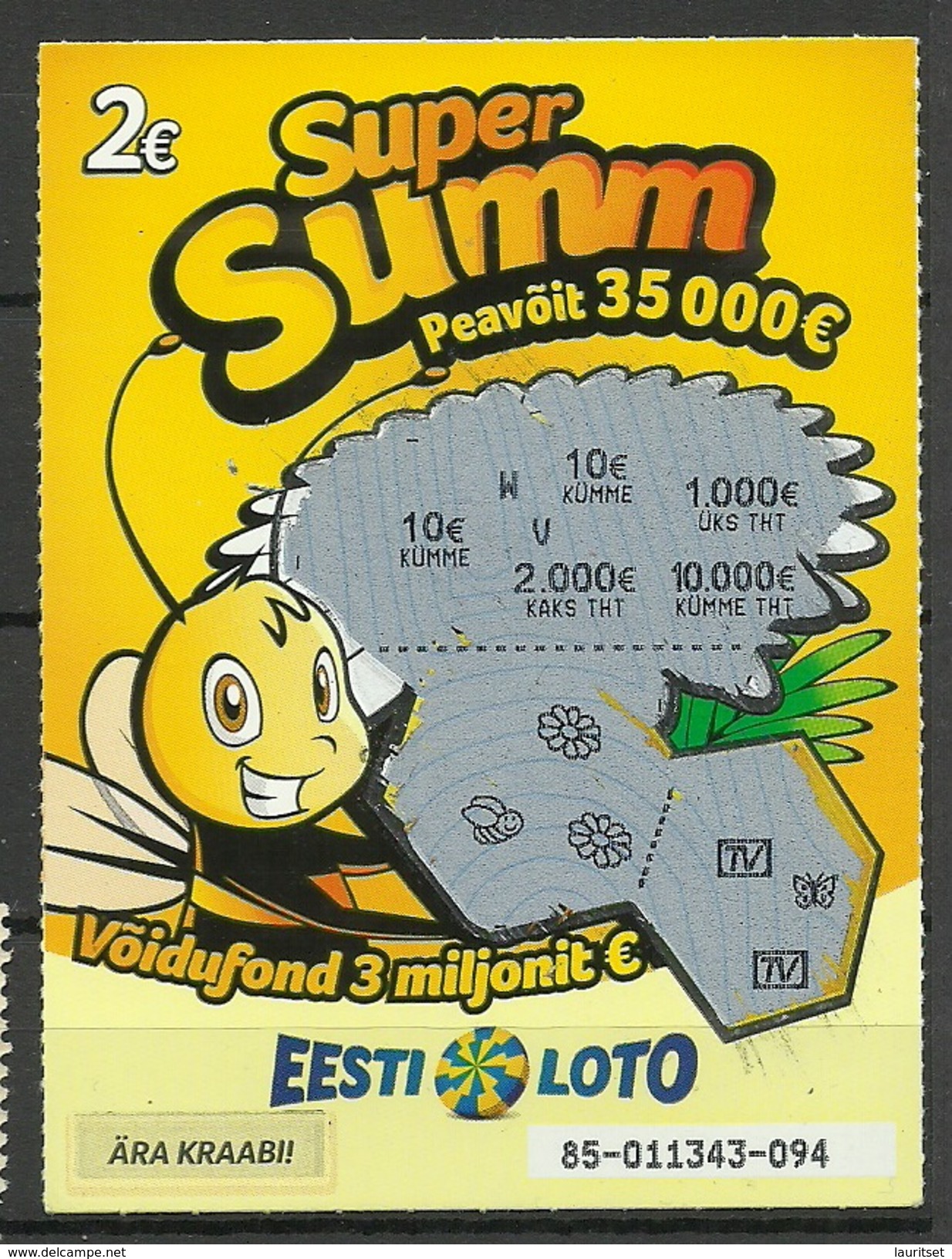 ESTLAND Estonia Estonie Lotto Lottery Ticket - Lottery Tickets