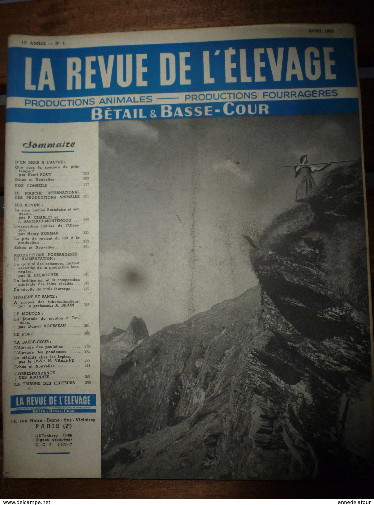 1958 LRDLE  :Production Fourragères Et Alimentation;Journée Du Mouton à Toulouse; Les Foins;  Le Lait;etc - Animaux