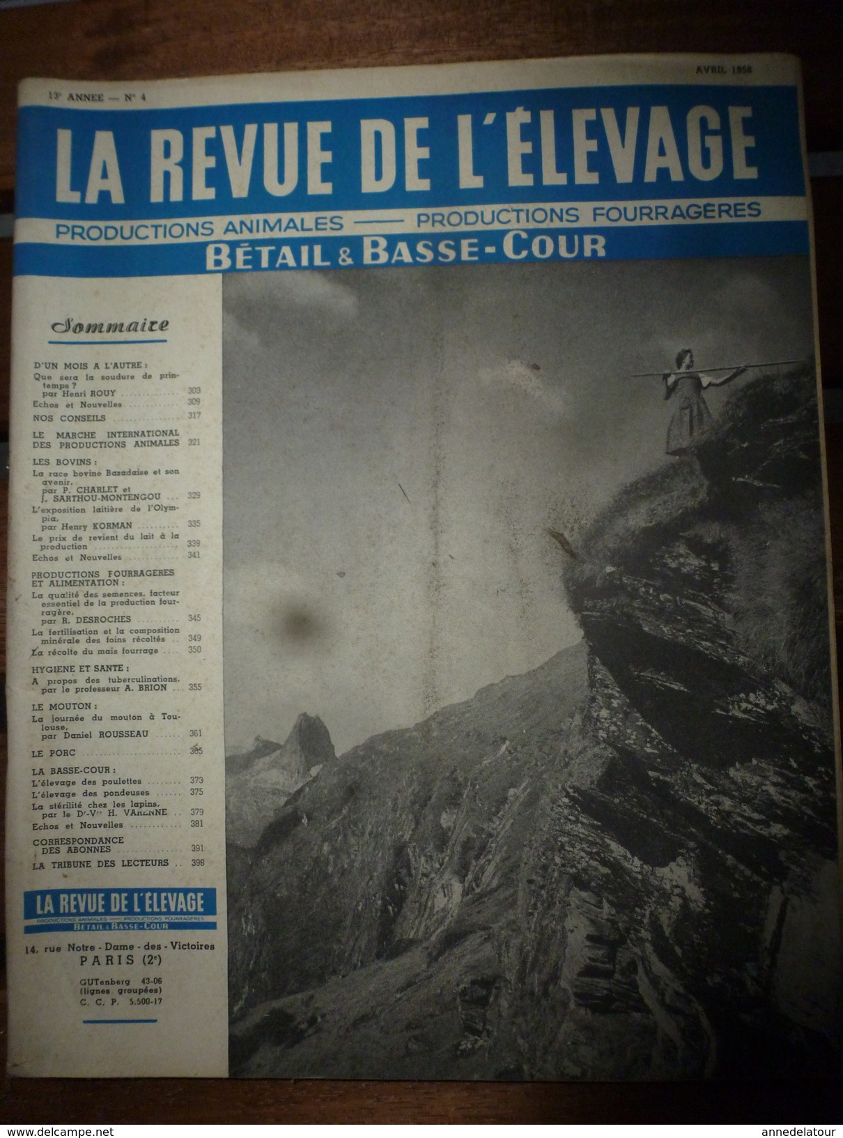 1958 LRDLE  :Production Fourragères Et Alimentation;Journée Du Mouton à Toulouse; Les Foins;  Le Lait;etc - Animals