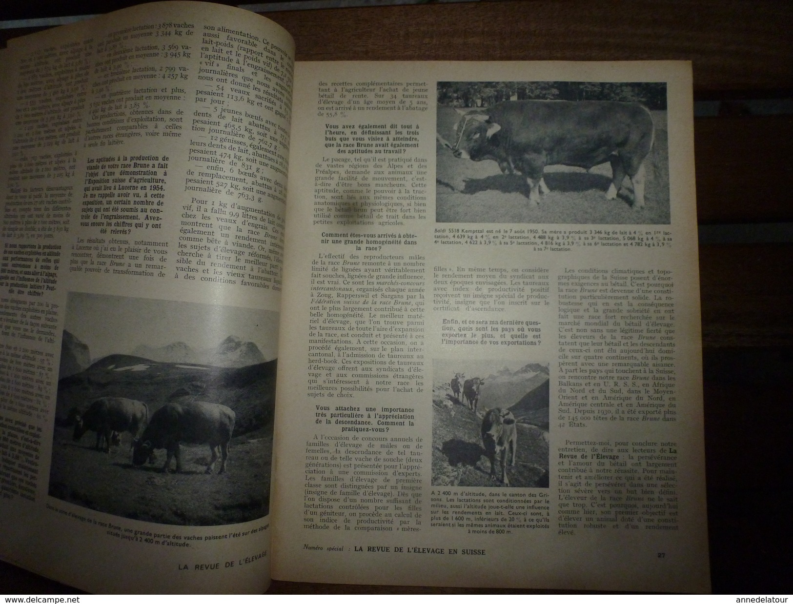 1956 LRDLE  :(La Revue De L'Elevage)  N° Spécial : L'élevage en SUISSE ;Berne; La Fosse aux Ours; Le mulet;etc