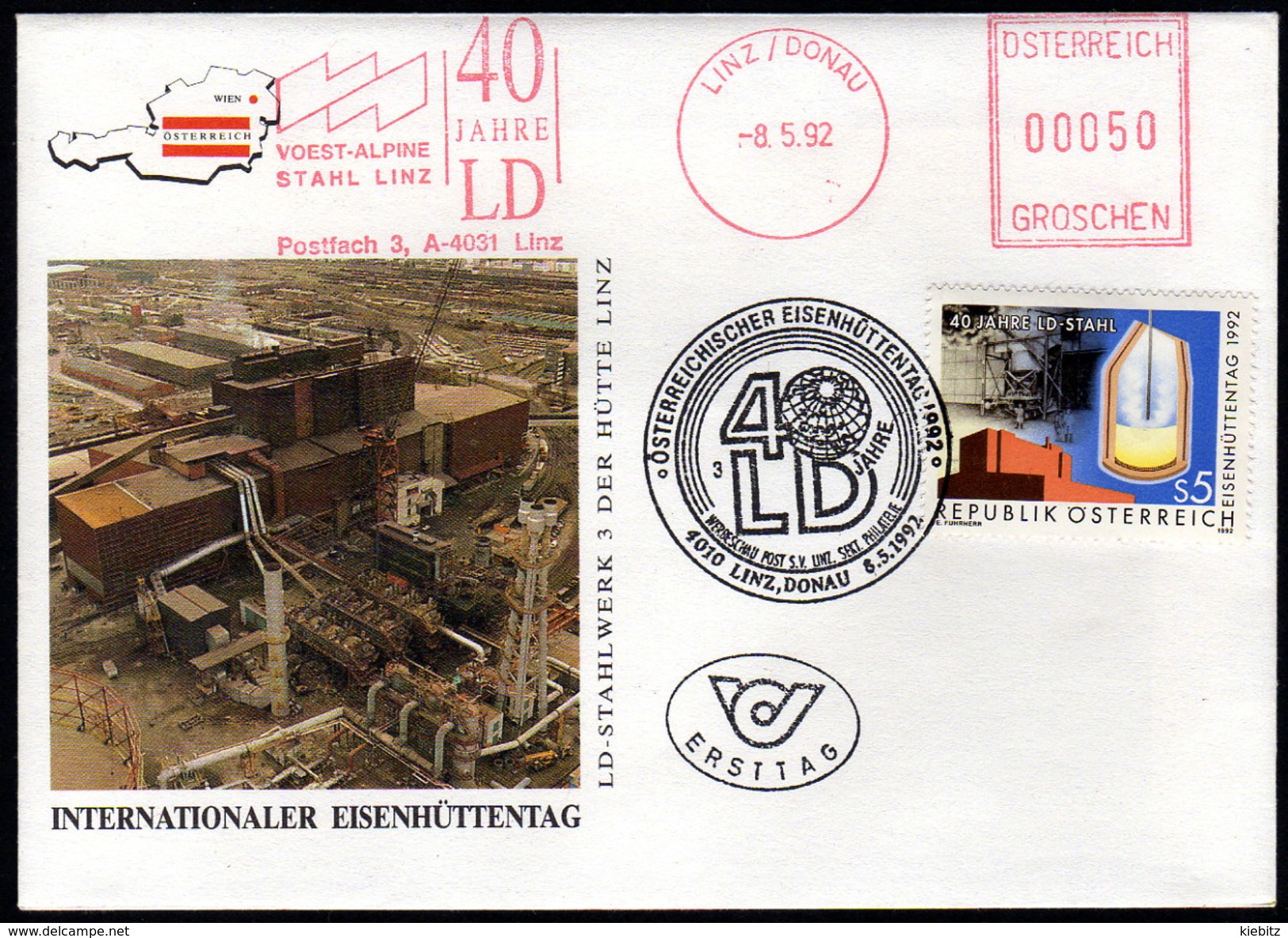 ÖSTERREICH 1992 - Eisenhüttentag - FDC Sonderstempel Und Voest Alpine Stempel - Fabriken Und Industrien