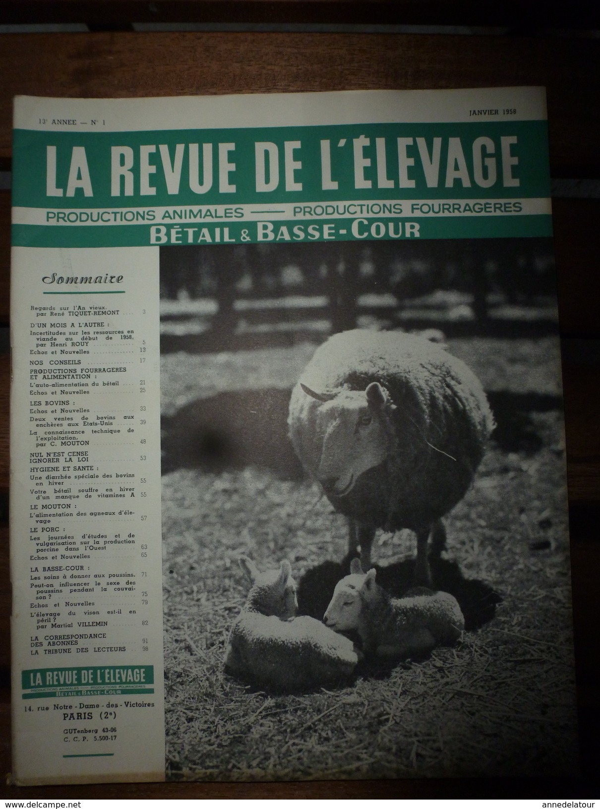 1958 LRDLE  : Le Mouton; Le Porc ; Basse-cour ; Nos Conseils; Etc - Animals