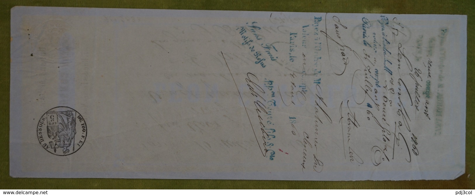 Mandat  à En-tête - Léon CONSOLO & Cie, Paris - Rubans De Soie En Gros -24 Francs - 1860 - Plusieurs Cachets Commerciaux - 1800 – 1899