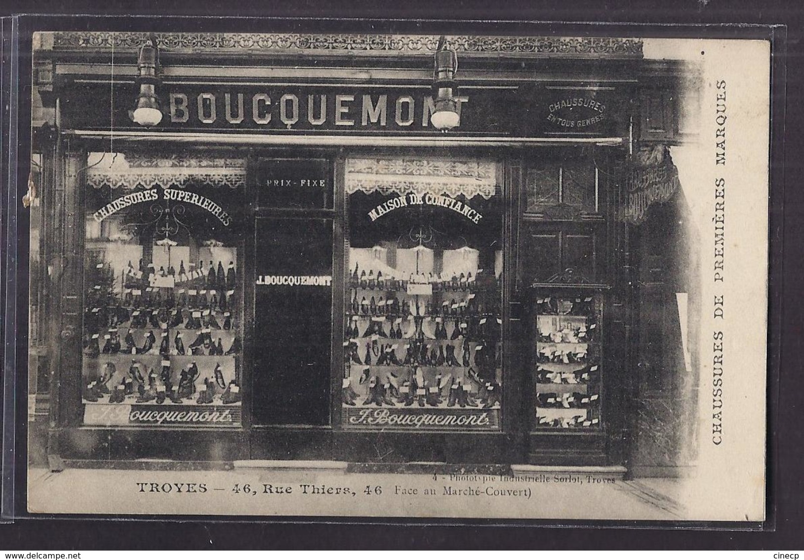 CPA 10 - TROYES - DEVANTURE MAGASIN CHAUSSURES DE PREMIERES MARQUES BOUCQUEMONT - 46 , Rue Thiers - Troyes