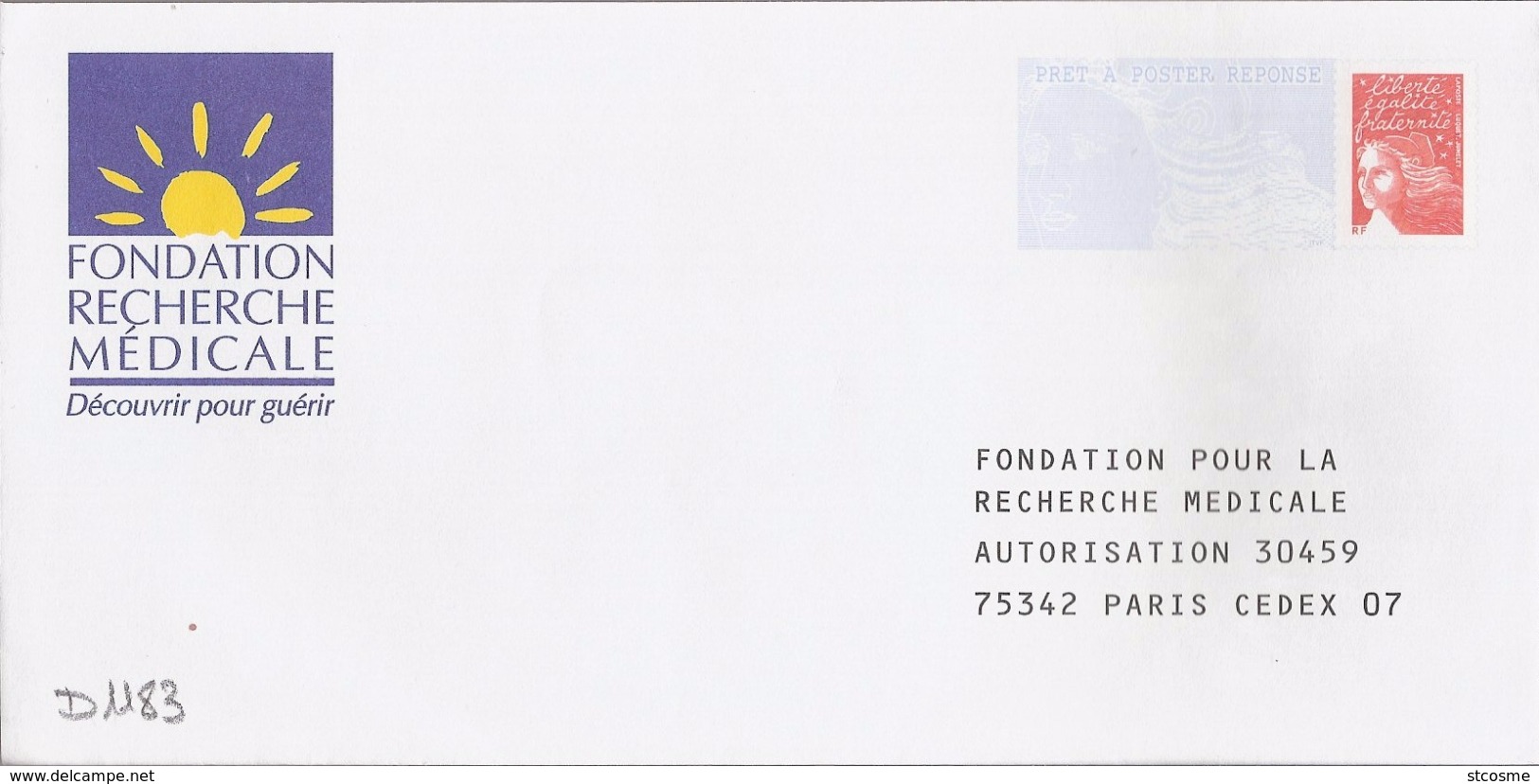 D1183 Entier / Stationery / PSE - PAP Réponse Luquet : Fondation Recherche Médicale - N° D'agrément 0206095 - PAP: Ristampa/Luquet