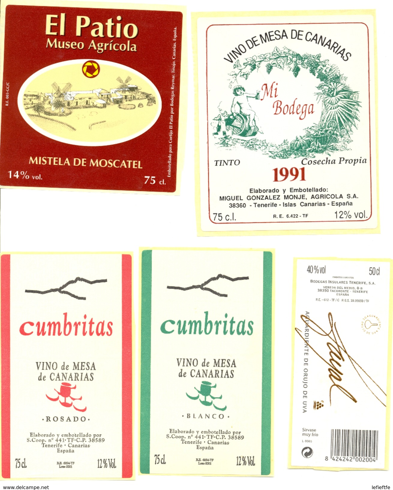 Espagne - Iles Canaries - Superbe Lot De 52 étiquettes De Vins Et Alcools - Ténérife, La Palma, Lanzarote - - Otros & Sin Clasificación