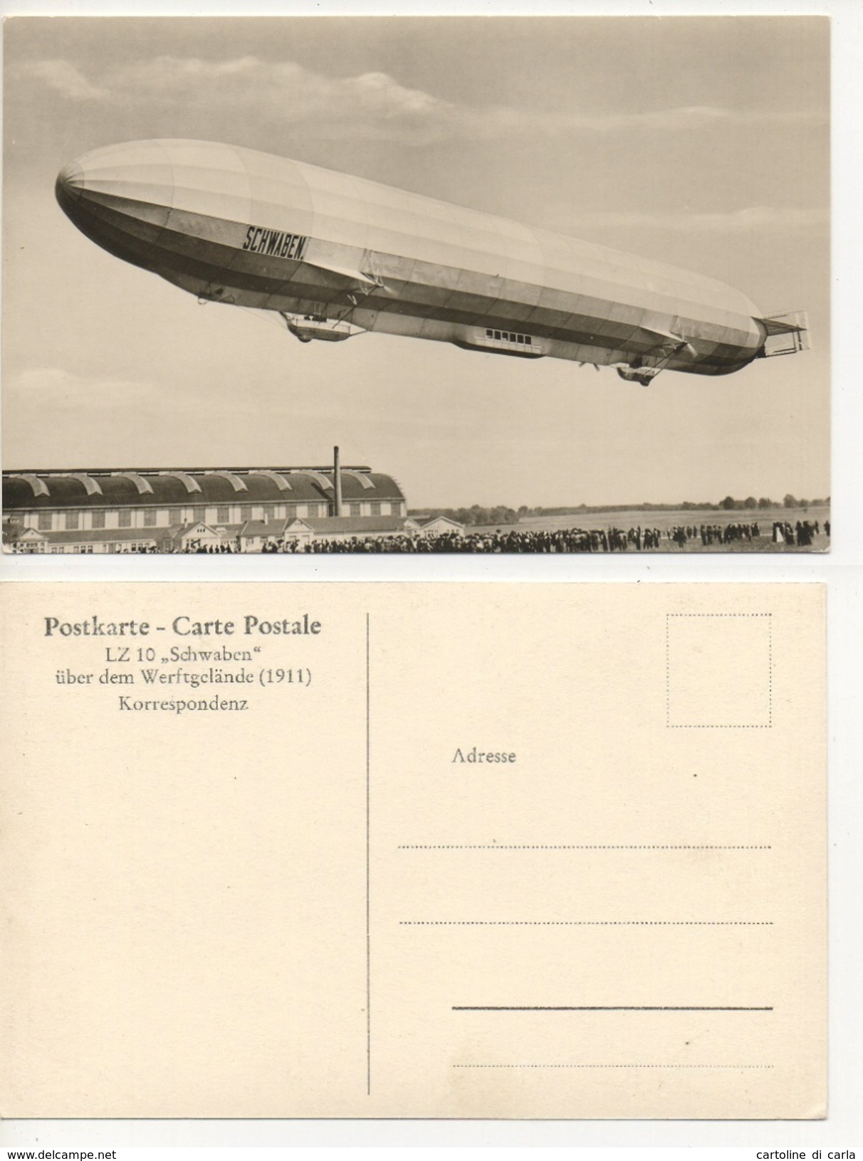 ZEPPELIN CARTOLINA FOTO AERONAVE SCHWABEN #93-A - Airships