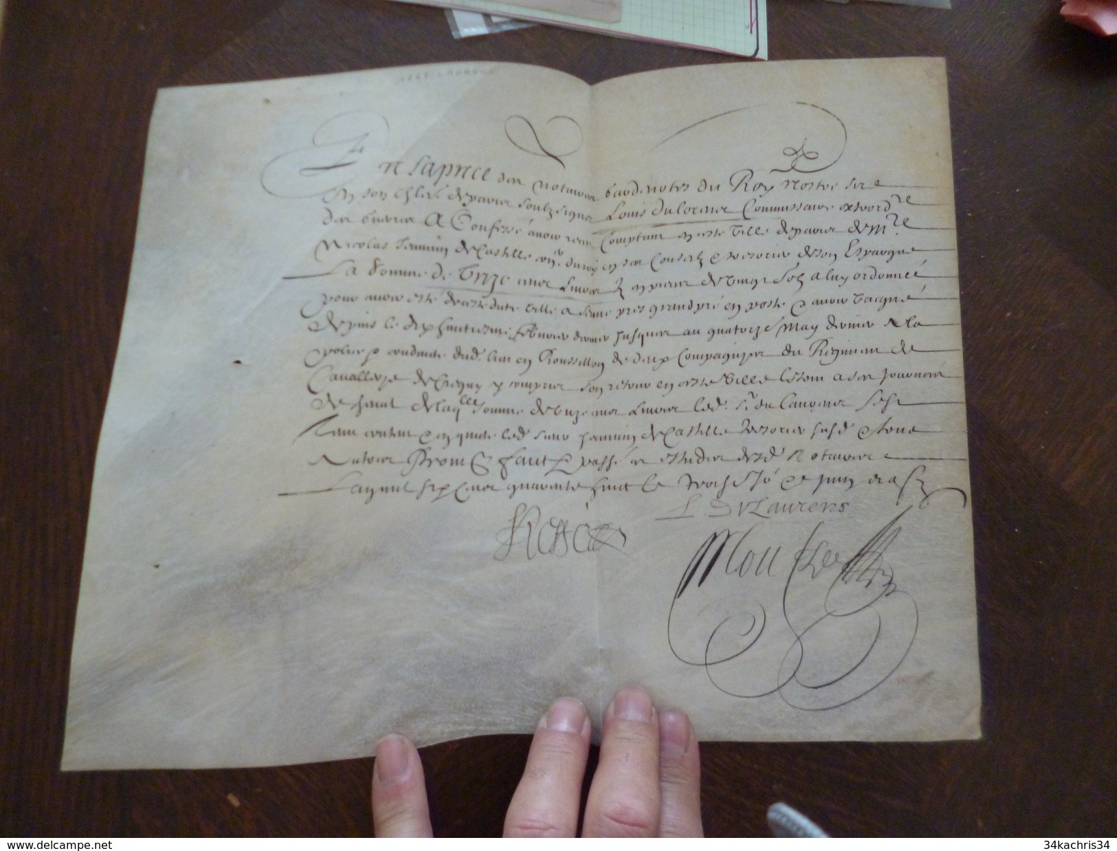 Sur Velin Régiment De Cavalerie De Grigny Juin 1648 Reçu De 1300 Livres Tille Castillon Par Louis Delorme Autographe - Dokumente