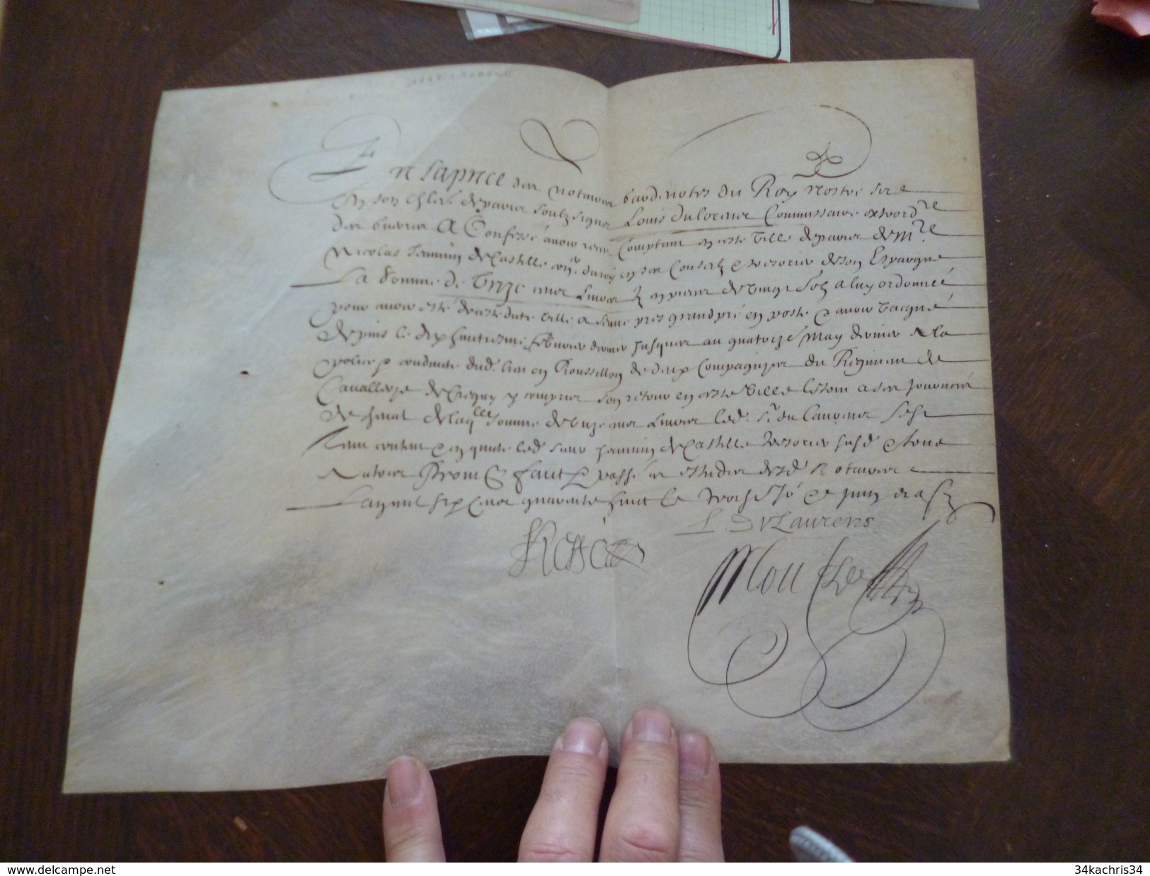 Sur Velin Régiment De Cavalerie De Grigny Juin 1648 Reçu De 1300 Livres Tille Castillon Par Louis Delorme Autographe - Documentos