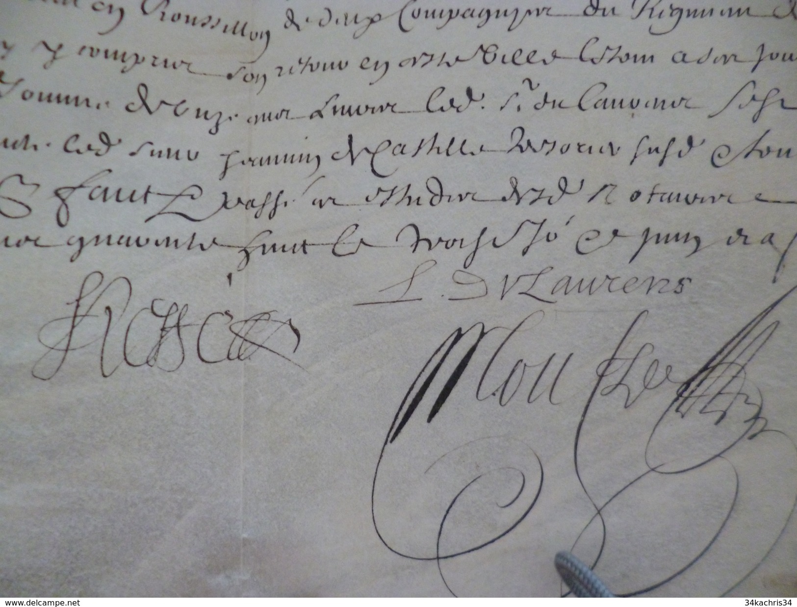 Sur Velin Régiment De Cavalerie De Grigny Juin 1648 Reçu De 1300 Livres Tille Castillon Par Louis Delorme Autographe - Documentos