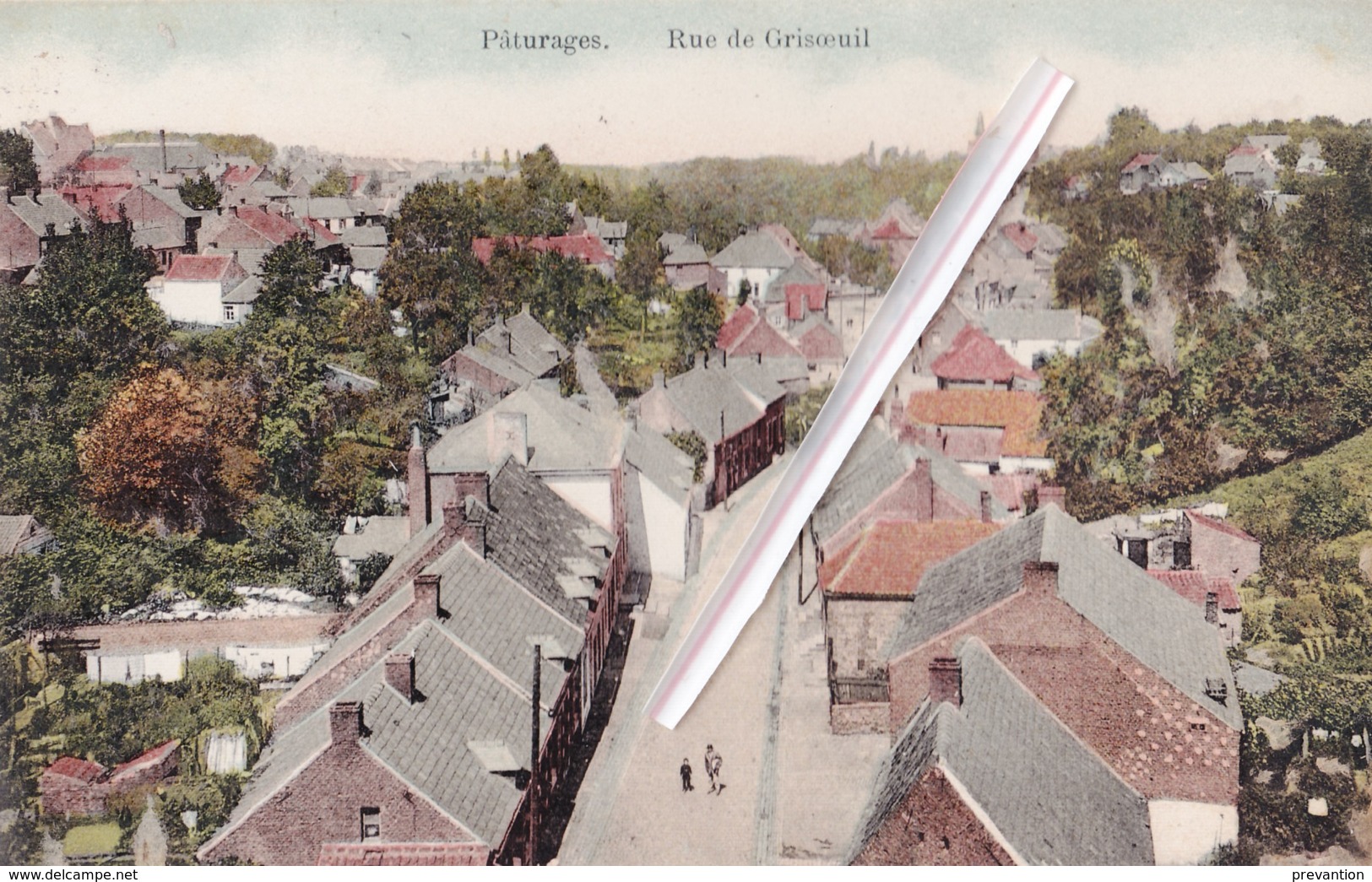 PATURAGES - Rue De Grisoeuil - Superbe Carte Colorée Et Circulée En 1910 - Colfontaine