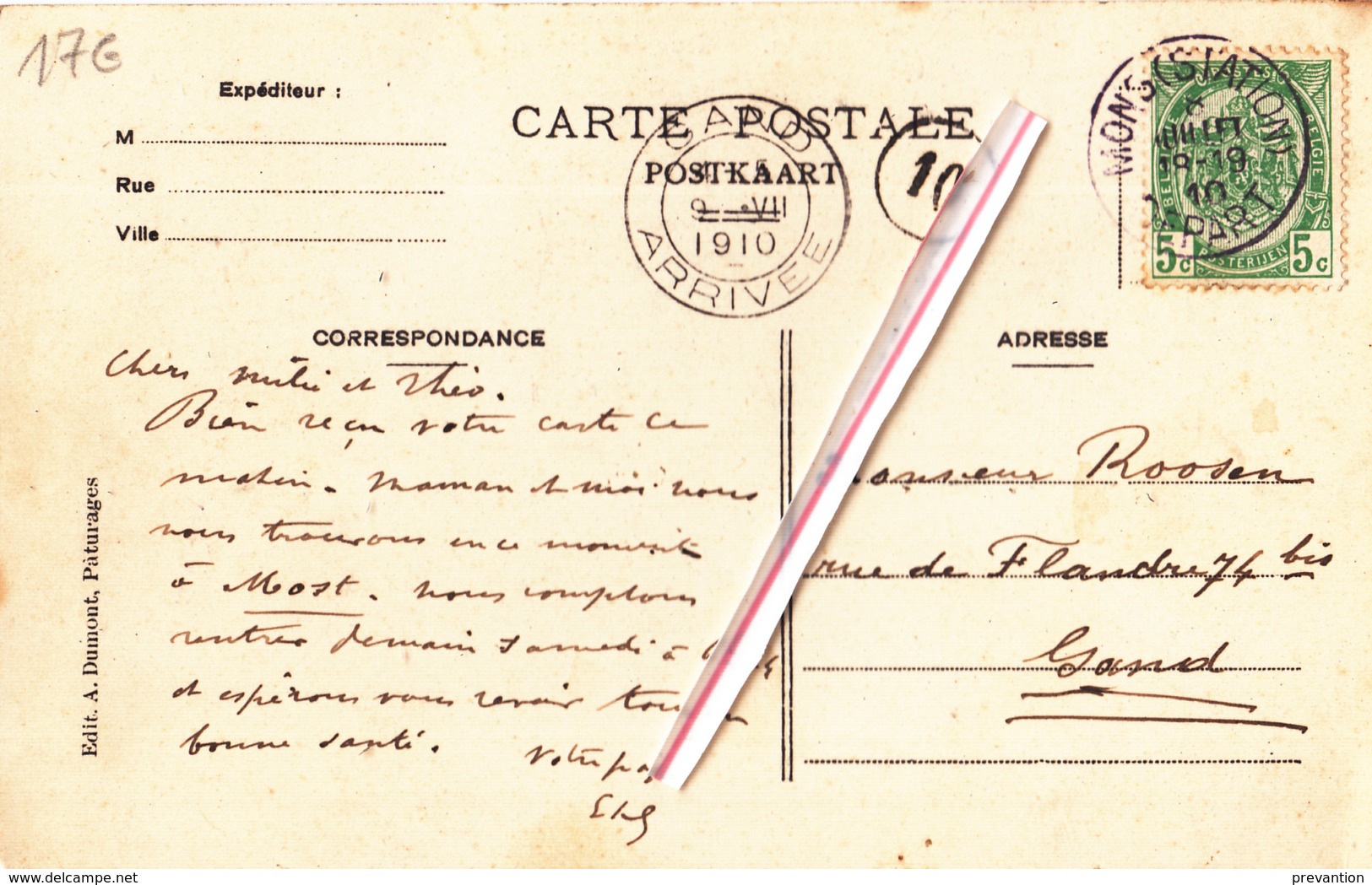 PATURAGES - Rue De Grisoeuil - Superbe Carte Colorée Et Circulée En 1910 - Colfontaine