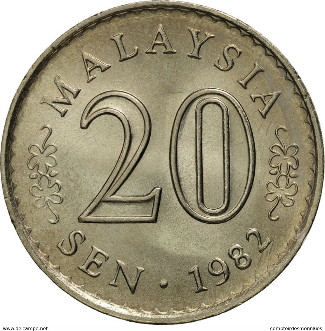 Monnaie, Malaysie, 20 Sen, 1982, Franklin Mint, FDC, Copper-nickel, KM:4 - Malaysie