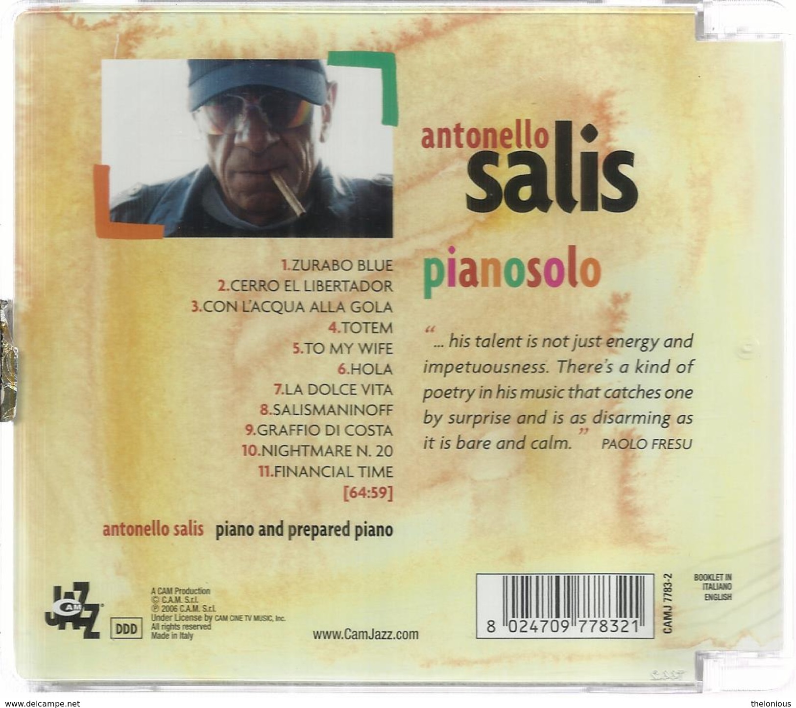 # CD: Antonello Salis – Pianosolo - CAM – CAMJ 7783-2 - Jazz