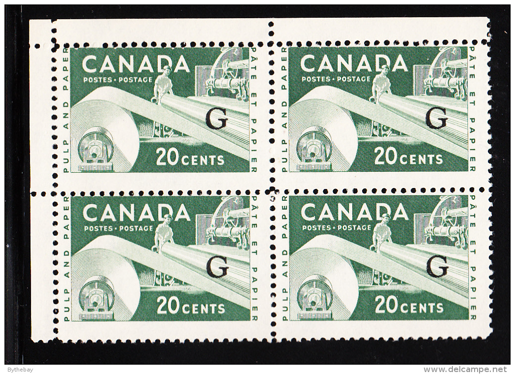 Canada MNH Scott #O45a Flying 'G' Overprint On 20c Paper Industry Blank Upper Left Corner - Opdrukken