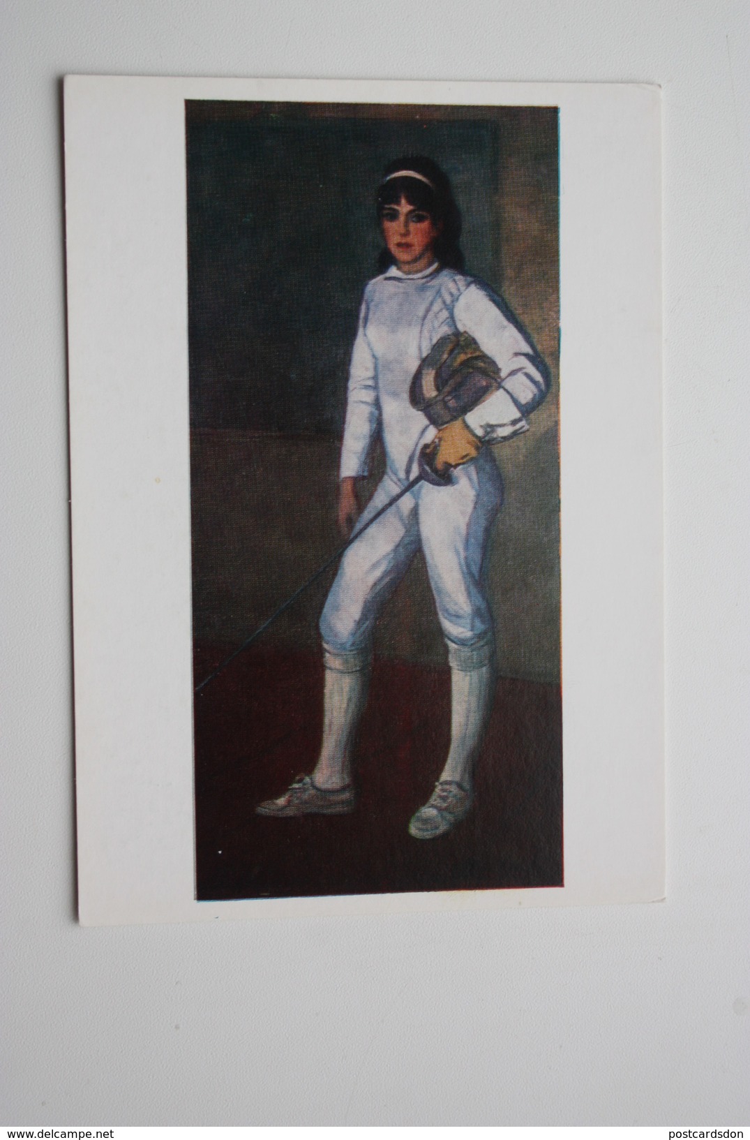 "PORTRAIT OF TATIANA LYUBEZKAYA" By Dreznina.  Fencing - Escrime - Fechten.  OLD Postcard 1977 - USSR - Escrime