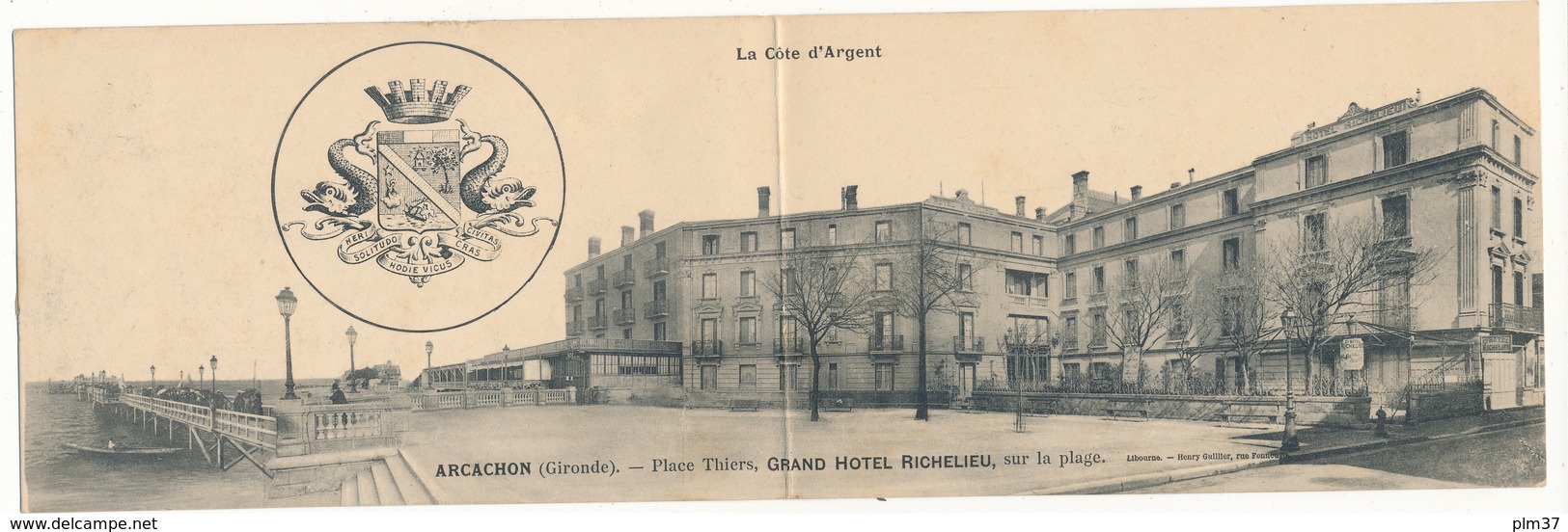 ARCACHON - Carte Double - Le Grand Hôtel Richelieu - 2 Scans - Arcachon