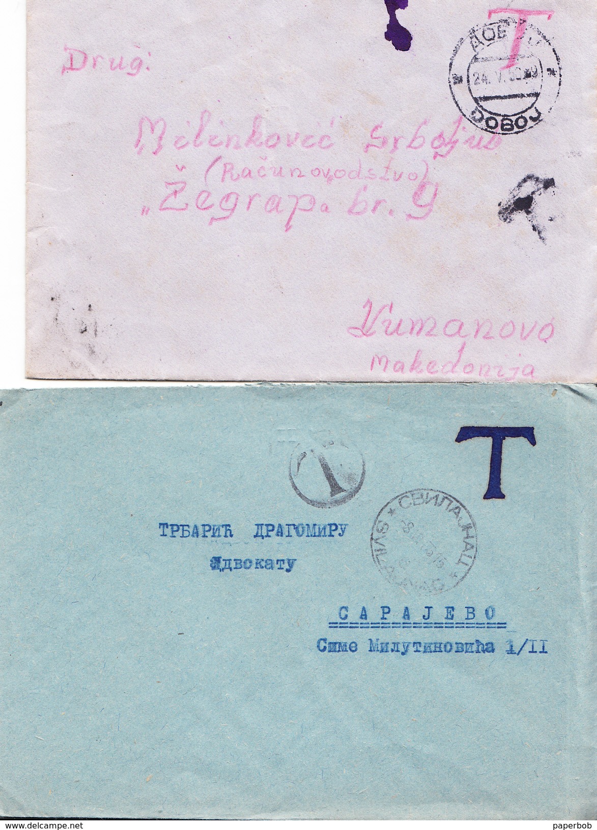 4 CVR WITHOUT FRANKING AND DIFFERENT HAND-MADE  T CANCEL - Covers & Documents