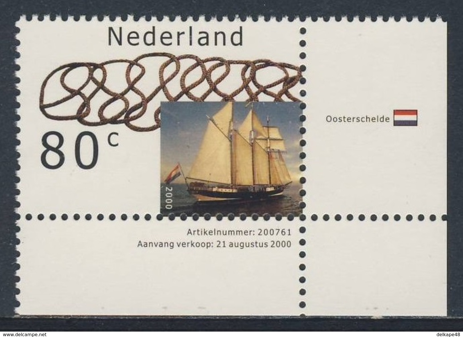 Nederland Netherlands Pays Bas 2000 Mi 1815 ** Oosterschelde (1918) - Tall Ship, Nederland / Toppsegelschoner - Barche