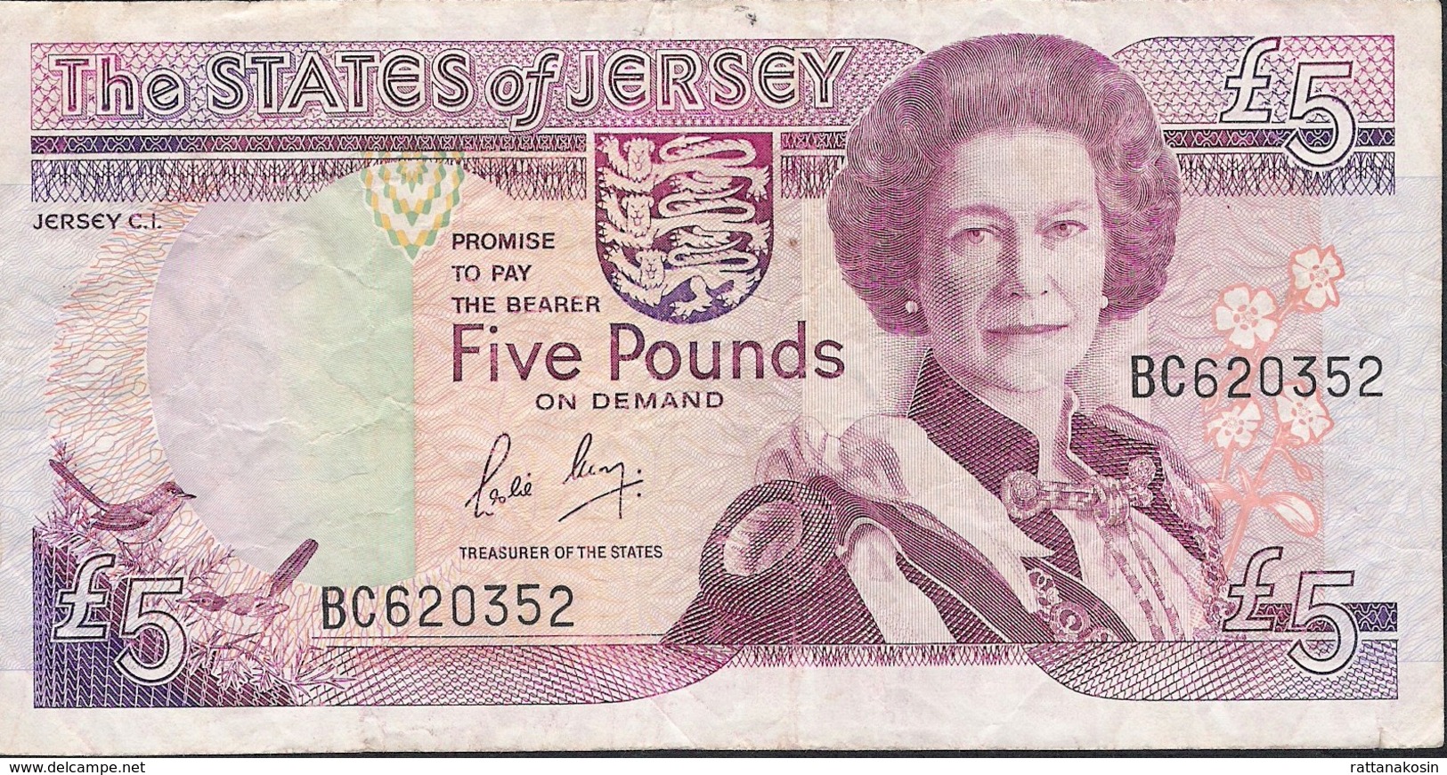 JERSEY P16a 5 POUNDS 1989  #BC Signature 3  VF NO P.h. ! - Jersey