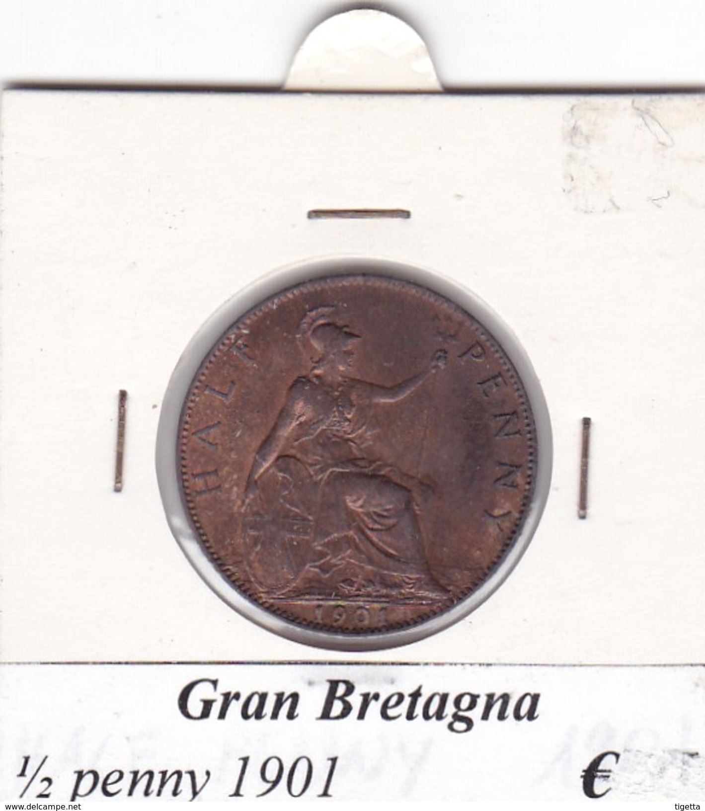 GRAN BRETAGNA   1/2 PENNY  ANNO 1901 COME DA FOTO - C. 1/2 Penny