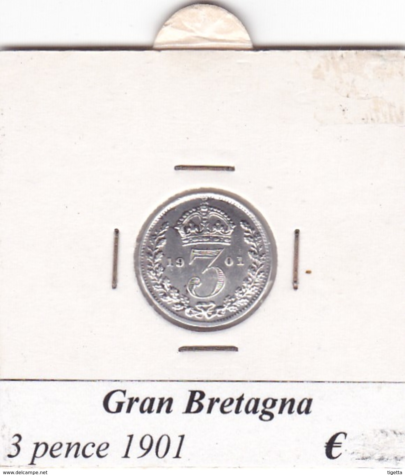 GRAN BRETAGNA   3 PENCE  ANNO 1901 COME DA FOTO - F. 3 Pence