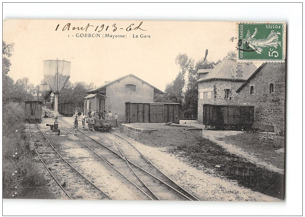 CPA 53 Gorron La Gare Et Le Train Tramway Ligne De Mayenne à St Jean Sur Erve - Gorron