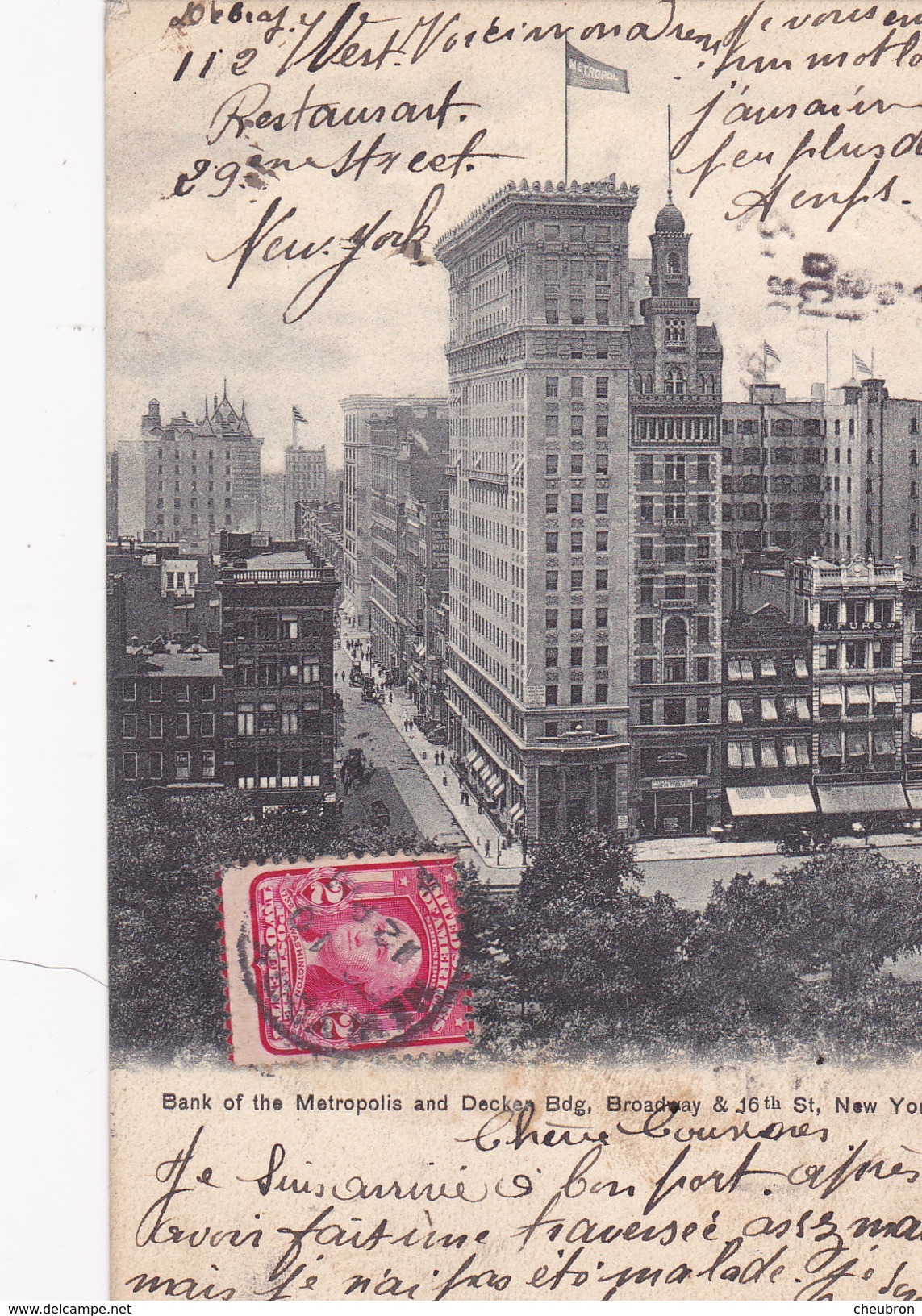 ETATS UNIS. NEW YORK. CPA RARE. BANK OF THE METROPOLIS. ANNÉE 1910 - Broadway