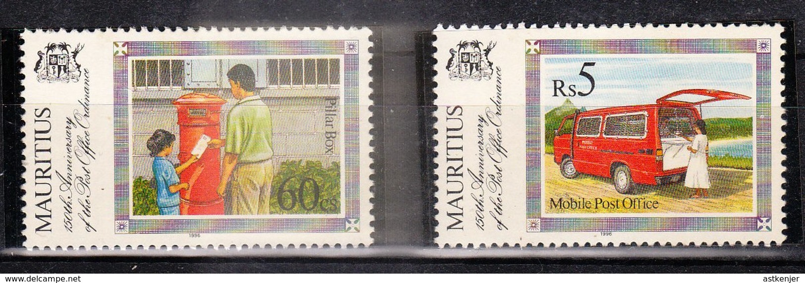 ILE MAURICE (MAURITIUS) - Timbre Poste Année 1996 - N° 833 Et 835 (2 Timbres) - Post Office Ordinance, 150th Anniv. - Mauricio (1968-...)