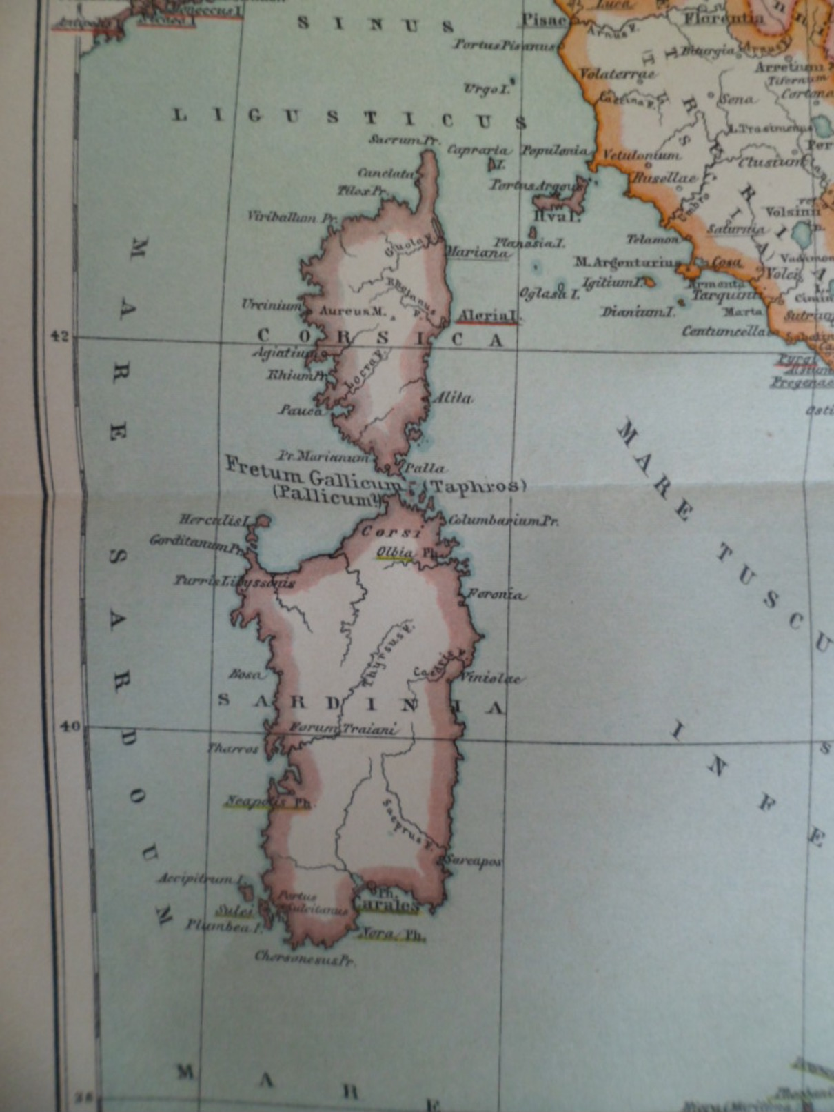 Lithographie Gravure Carte Plan 1905 Brockhaus Italie Ancien Temps Latium - Sicile Corse Sardaine - Mapas Geográficas