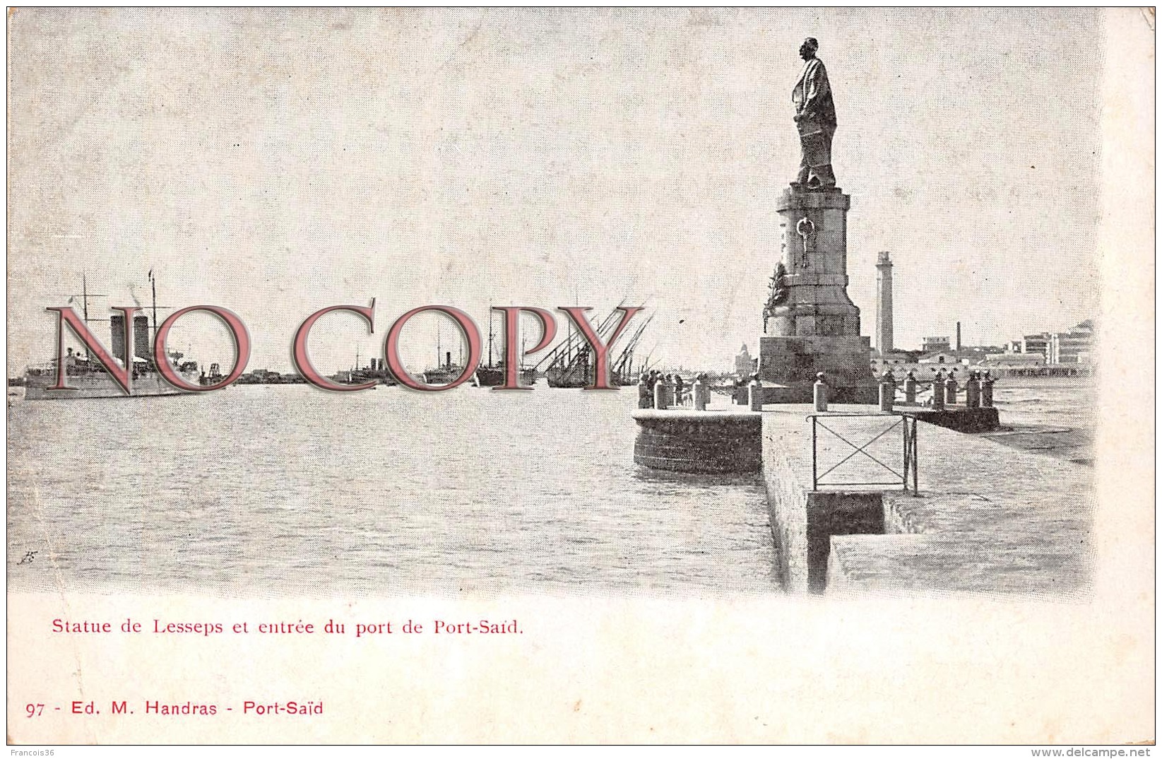 Egypte - Port Saïd - Statue De Lesseps Et Entrée Du Port - Port-Saïd
