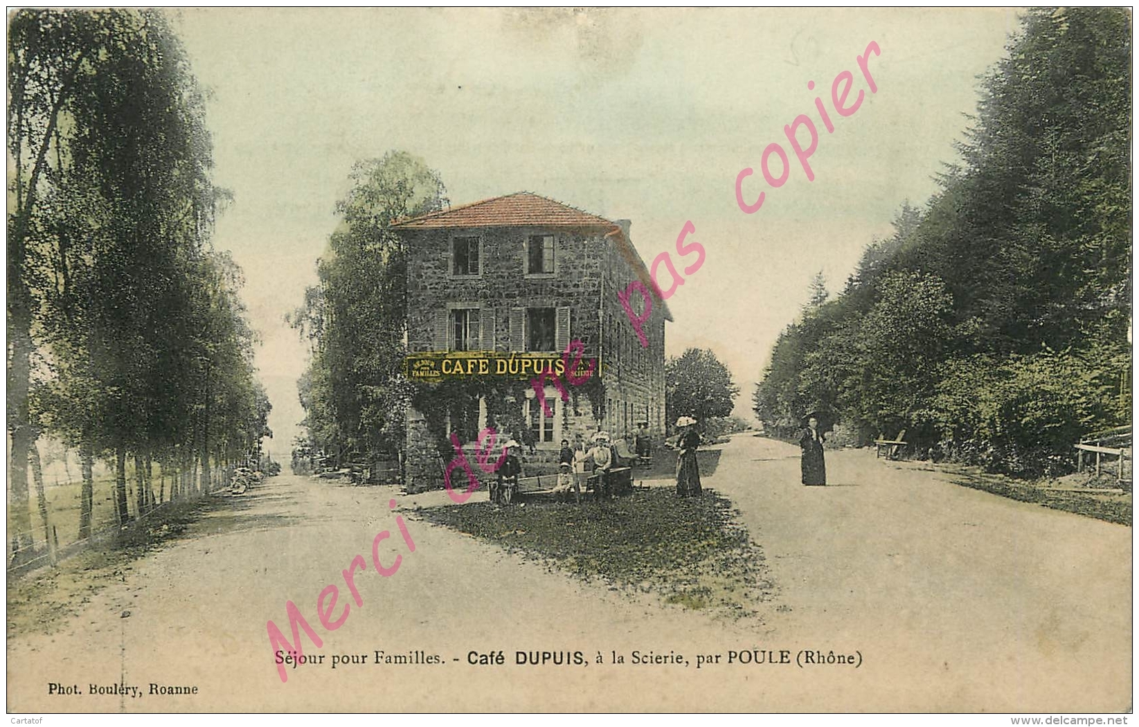 69.  POULE  ( Les Echarmeaux ) . Café DUPUIS à La Scierie .  CPA Animée Colrisée . - Other & Unclassified