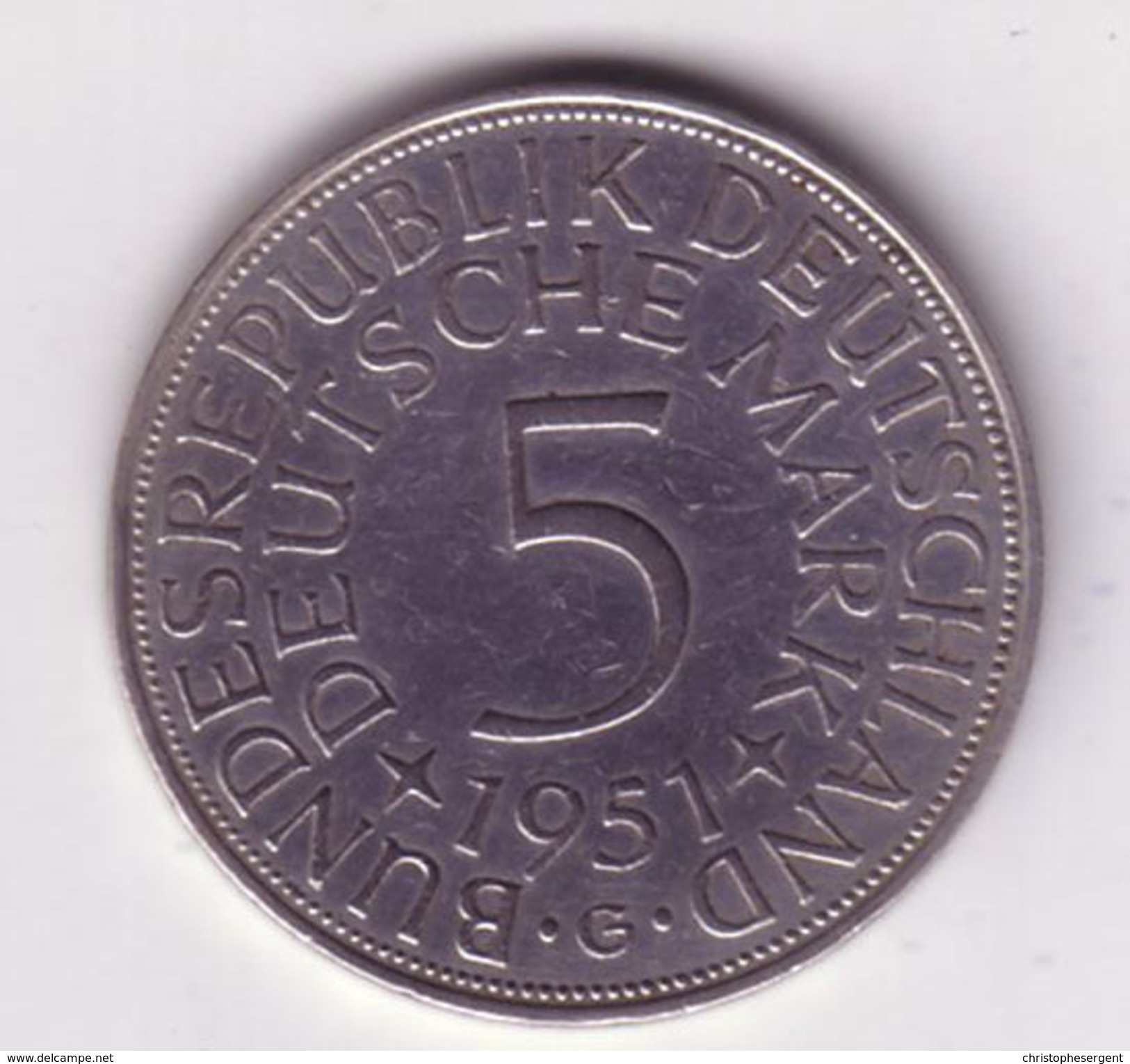 Lot N° 205 -  1 Pièce De 5 Deutsche Mark  1951 Argent - 5 Mark