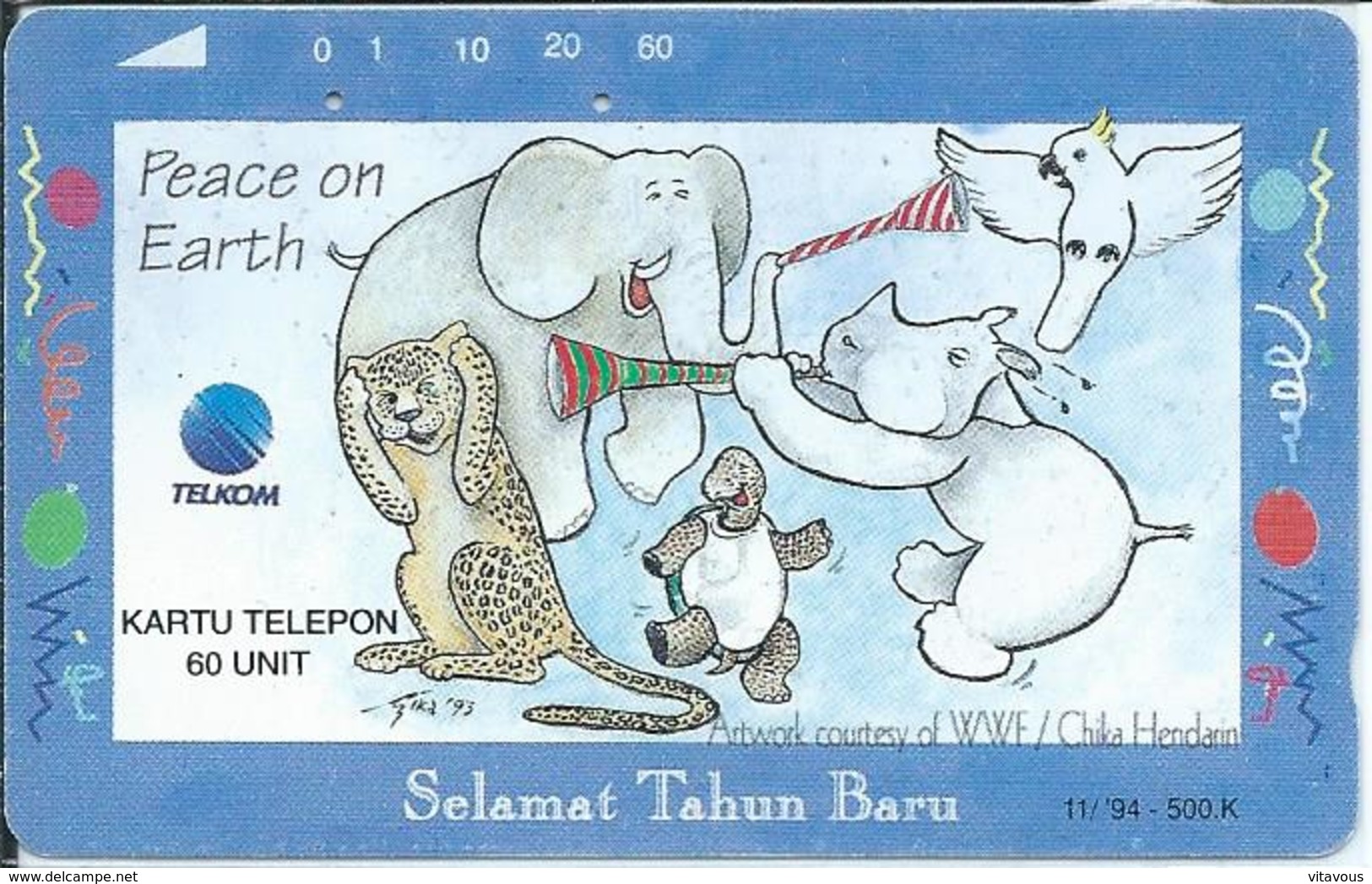 éléphant Elephant BD Animal  Tortue Rhinocéros Félin Carte Indonésie Card  Karte (S.105) - Indonésie