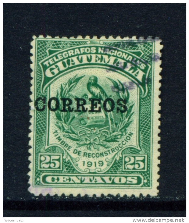 GUATEMALA  -  1920  Telegraph Stamp Opt. Correos  25c  Used As Scan - Guatemala