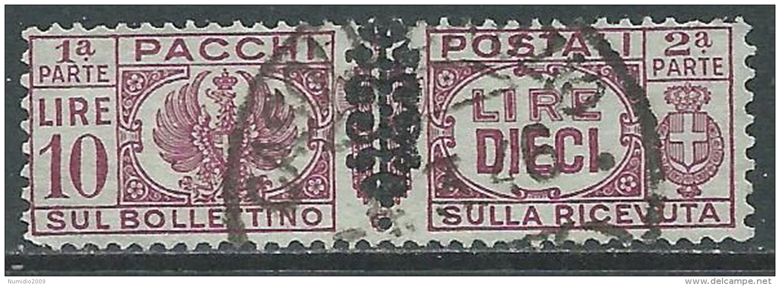 1945 LUOGOTENENZA USATO PACCHI POSTALI 10 LIRE - Z7-3 - Postal Parcels