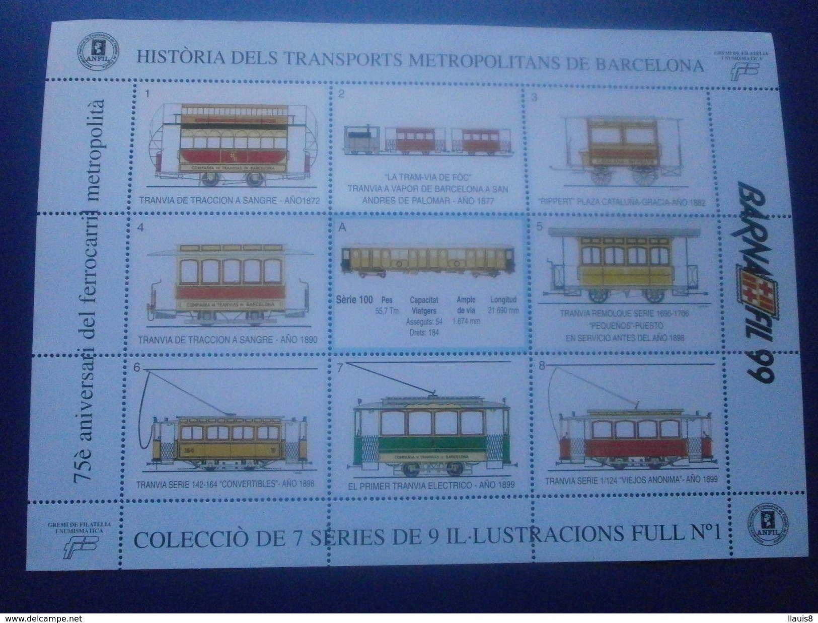 ESPAÑA . AÑO 1999. 3 HOJAS BARNAFIL 99. 75º ANIVERSARIO DE TRANSPORTES METROPOLITANOS DE BARCELONA - Other & Unclassified