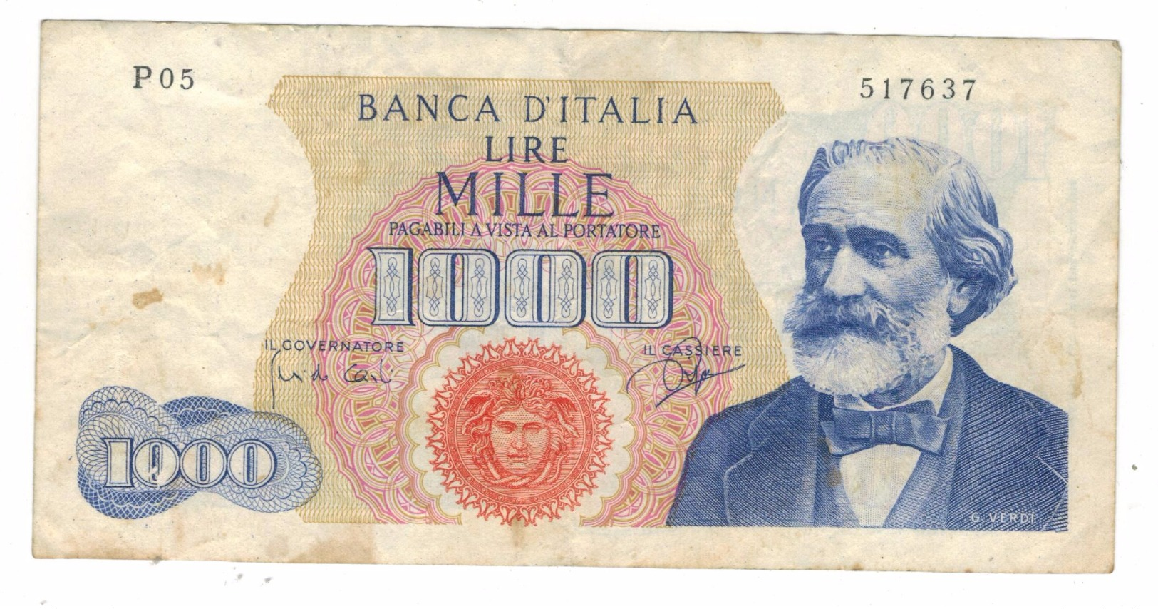 Italy 1000 Lire, 1962, Verdi. F/VF, Crisp Note! - 1000 Lire