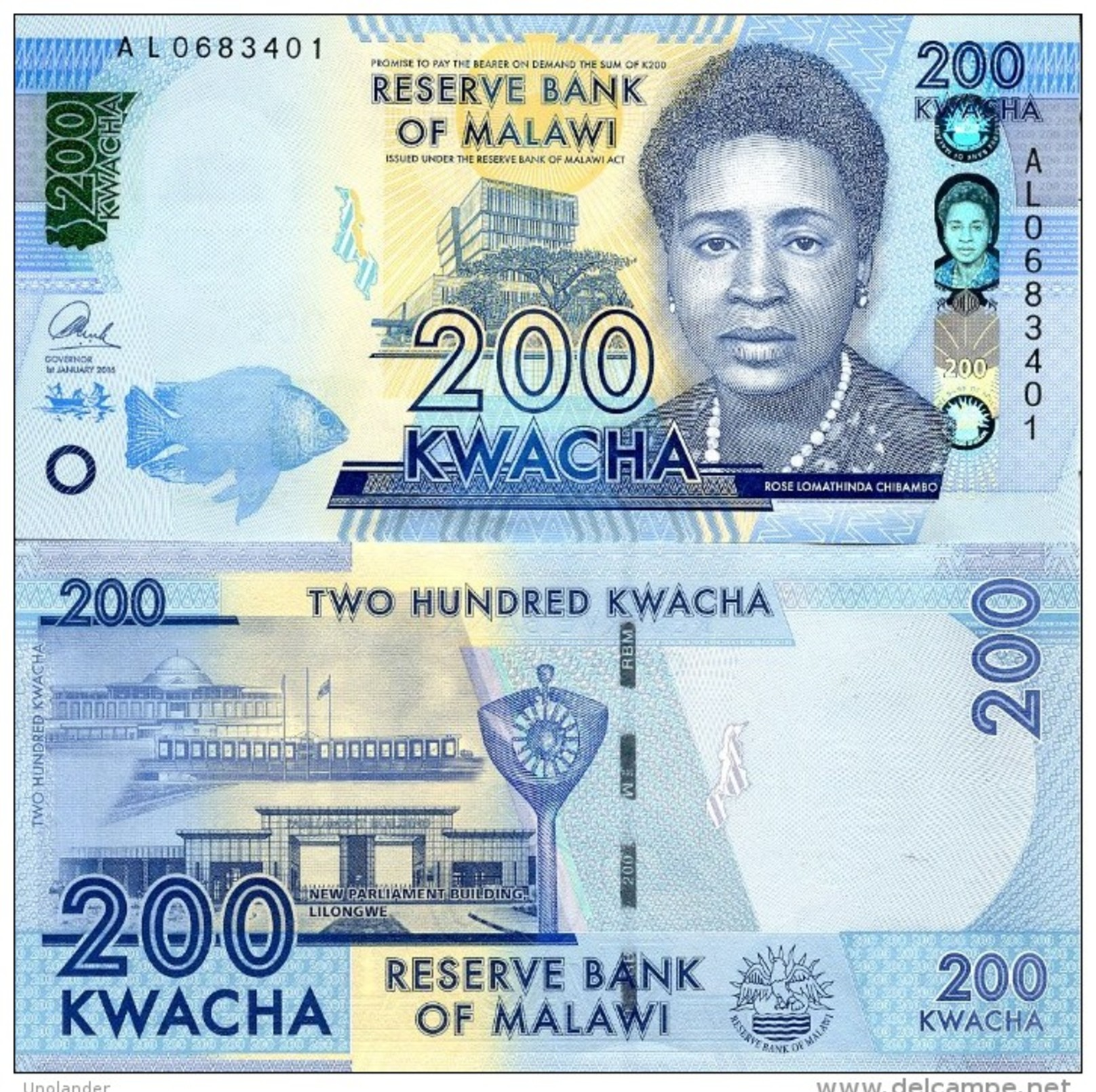 MALAWI 2016 200 Kwacha P 60 UNC - Malawi