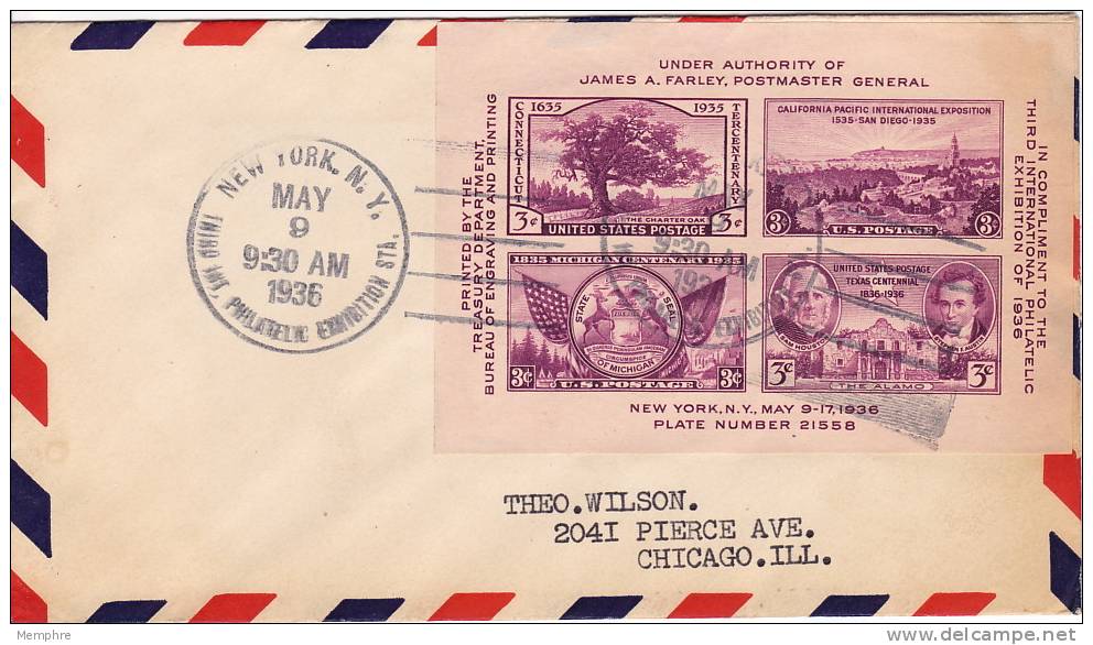 1936  3rd International Philatelic Ex  Souvenir Sheet  Sc 778 - 1851-1940