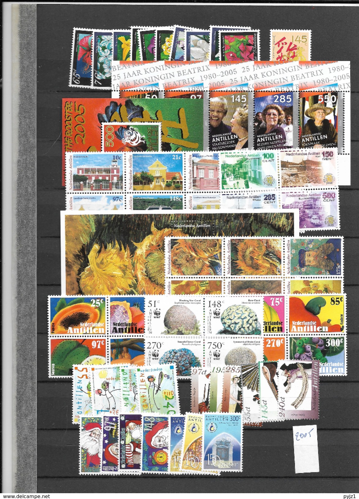 2005 MH Nederlandse Antillen, Year Collection, Mounted/plakker/charniere/falz - Curaçao, Antilles Neérlandaises, Aruba