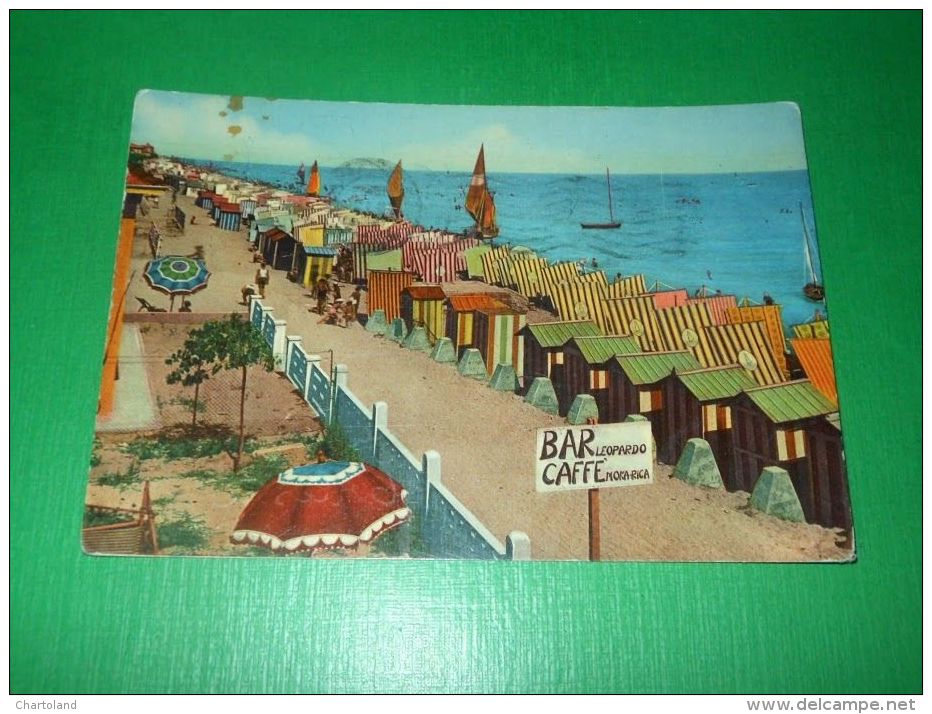 Cartolina Bellaria - Spiaggia 1956. - Rimini