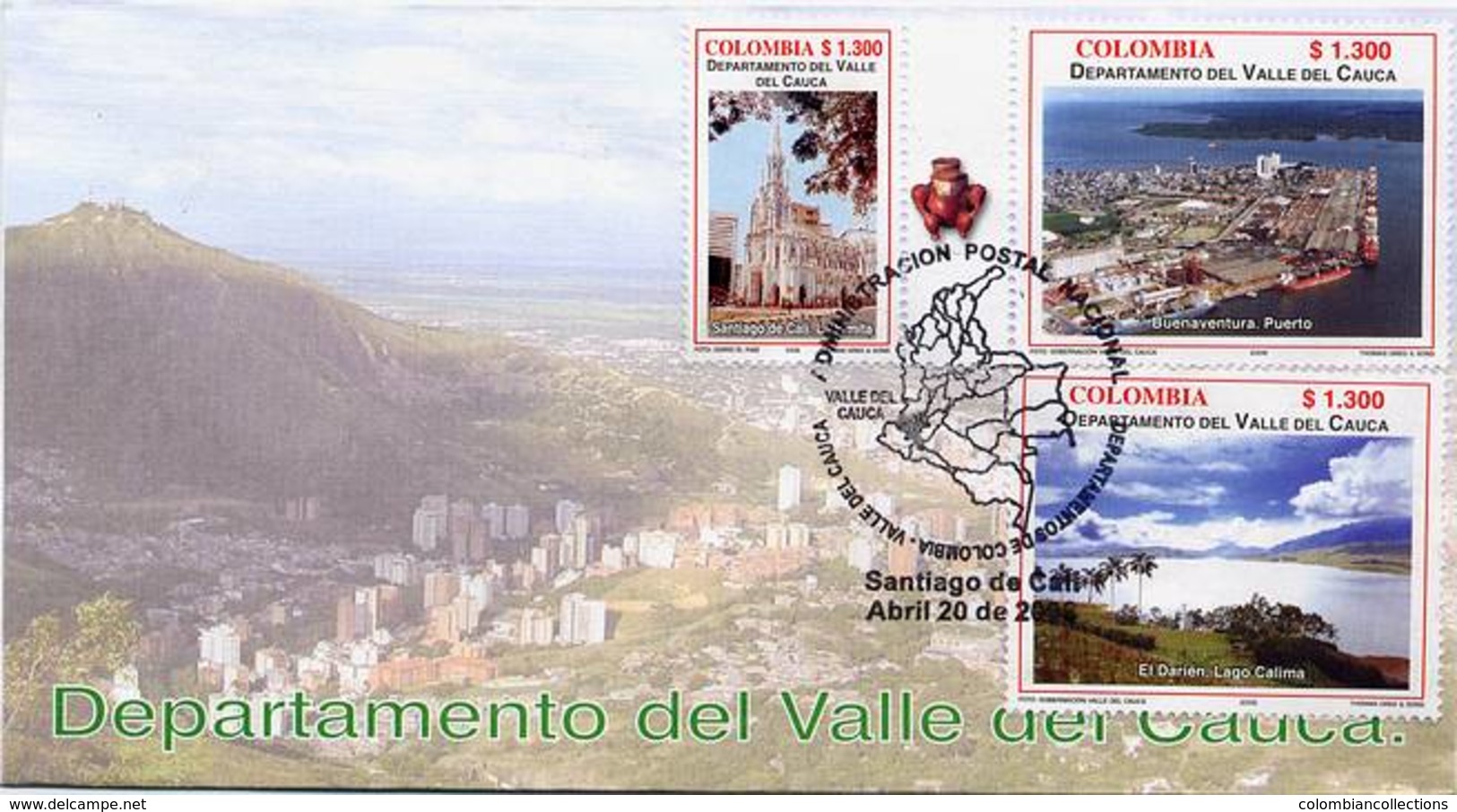 Lote 2396-2407F, Colombia, 2006, 4 SPD-FDC, Depto Del Valle Del Cauca, Dancing, Sugar Cane, Heraldryt, Railway Station - Colombia